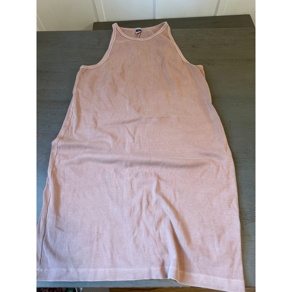 Old Navy Womens XXL Beige Ribbed Sleeveless Halter Neck Shift Mini Dress